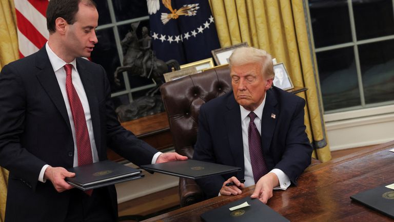 President Donald Trump signs several Executive Orders