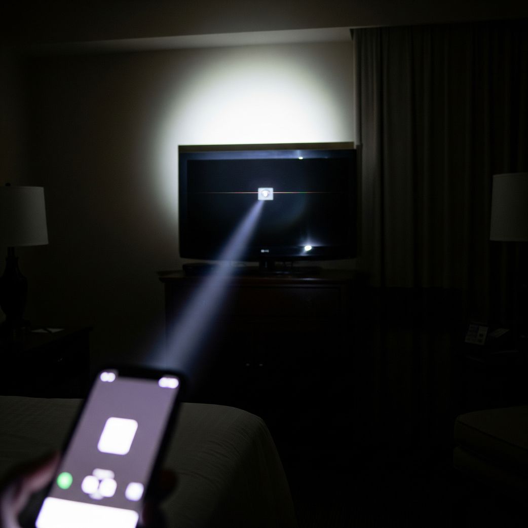 Activate your phone’s torch and sweep the room slowly