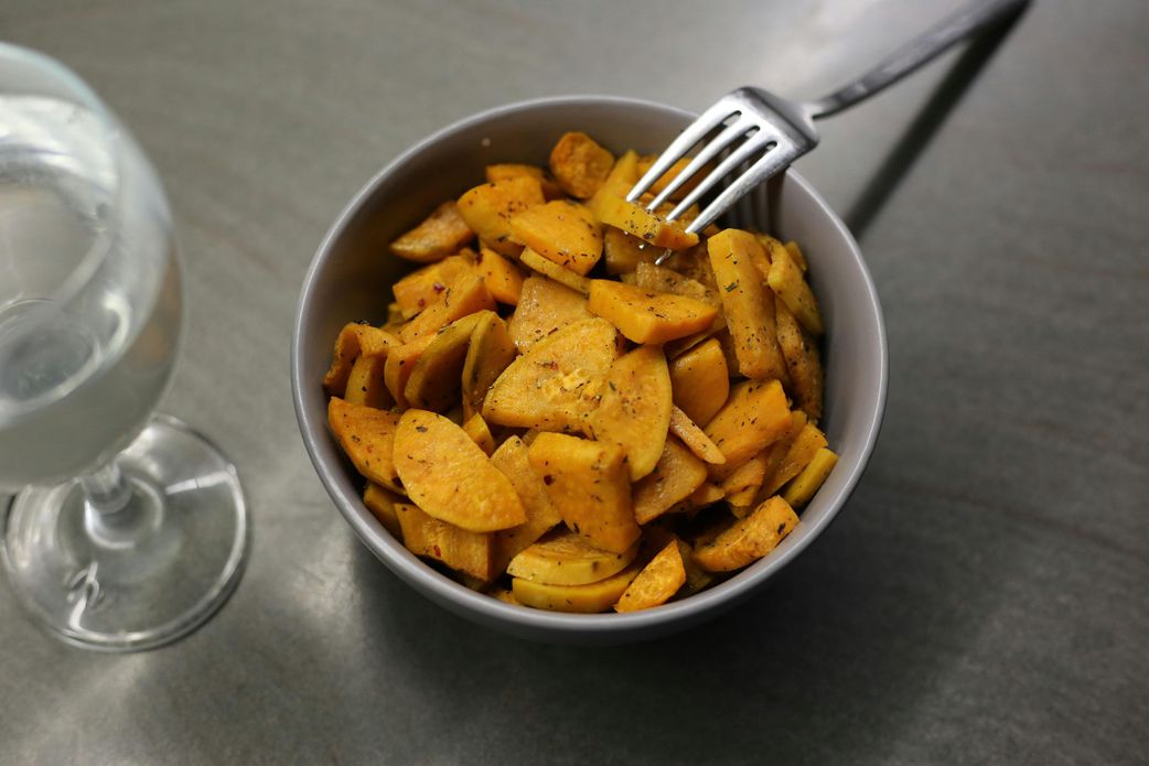 Roasted sweet potato wedges