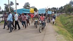 Protesters on motor cycles opposing the arrest of Bomet Senator Christopher Lang'at