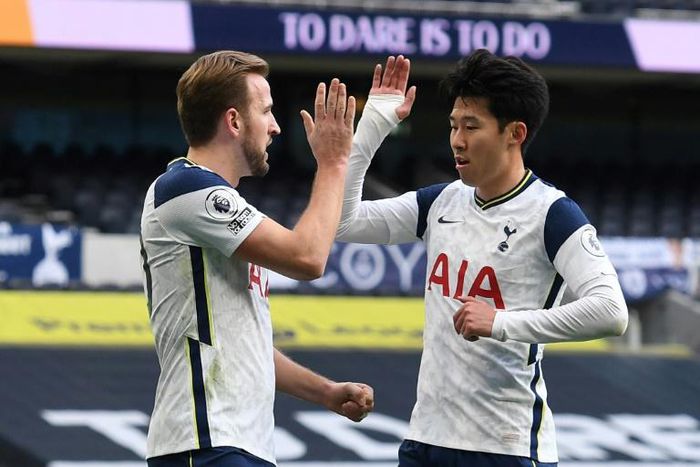 Deadly duo: Harry Kane (left)and Son Heung-min (right)have scored a combined 32 goals this season