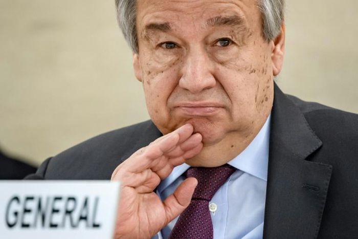 UN Secretary-General Antonio Guterres (pictured February 2020) expressed worry over "the detention of people exercising their legitimate democratic rights" in Belarus