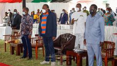 President Uhuru Kenyatta, former Prime Minister Raila Odinga and a number of Kenyan MPs during the Naivasha BBI retreat