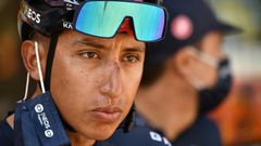 Egan Bernal prepares to start Tuesday's 16th stage of the Tour de France -- it would prove to be his last effort in the 2020 edition having won last year
