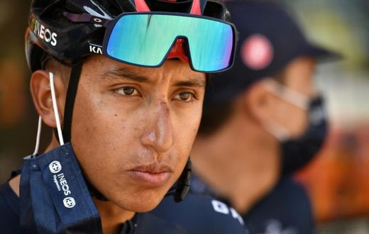Egan Bernal prepares to start Tuesday's 16th stage of the Tour de France -- it would prove to be his last effort in the 2020 edition having won last year