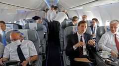 Kushner (C), US National Security Adviser Robert O'Brien (R) and Head of Israel's National Security Council Meir Ben-Shabbat (L) were aboard the first commercial flight from Israel to the UAE