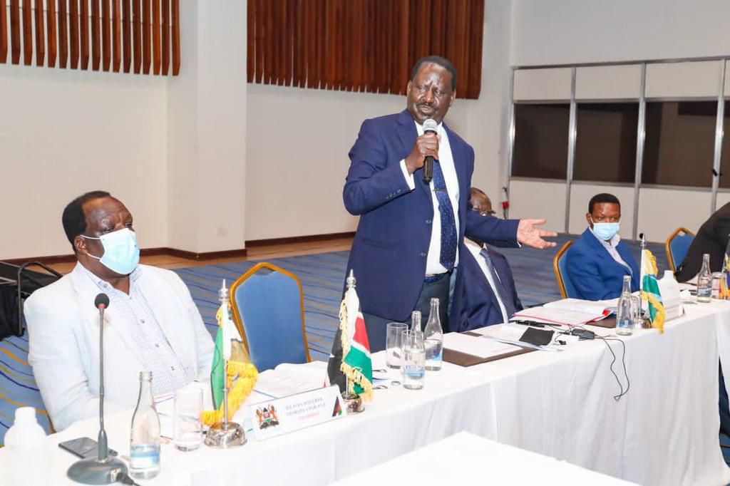 Former Prime Minister Raila Odinga with Council of Governors