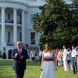 US President Donald Trump, seen here with his wife Melania on the White House's South Lawn, may accept the Republican Party's nomination from the presidential residence