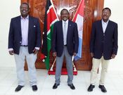 Wiper party leader Kalonzo Musyoka (C), Ford-Kenya party leader Moses Wetangula (R) and ANC party leader Musalia Mudavadi (L)