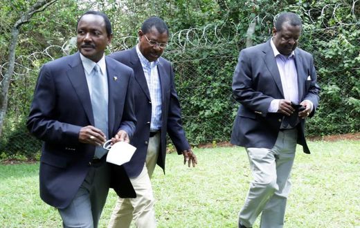 Wiper party leader Kalonzo Musyoka, Ford-Kenya party leader Moses Wetangula and ANC party leader Musalia Mudavadi