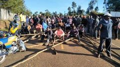 Deputy President William Ruto's suppoters block entry to a venue where Senator Gideon Moi was supposed to be installed as a Kalenjin elder