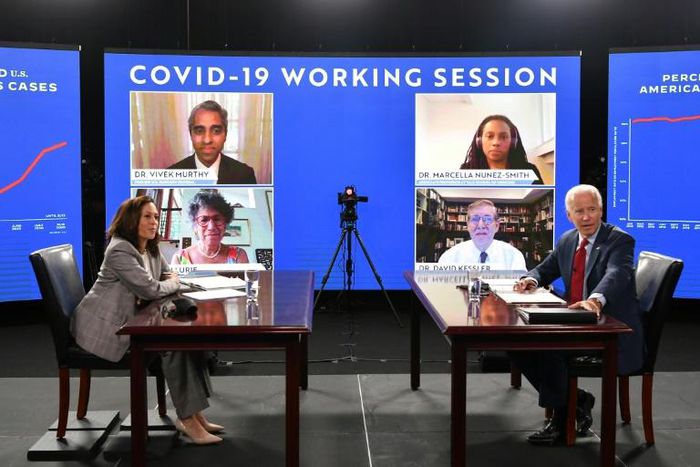 Democratic US presidential nominee Joe Biden and his running mate Kamala Harris received a virtual briefing on COVID-19 from health experts