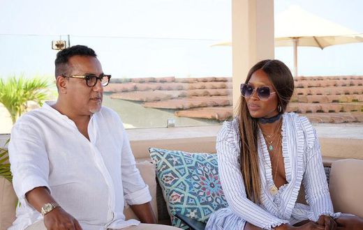 Tourism Cabinet Secretary, Hon. Najib Balala with Naomi Campbell who has been named Magical Kenya International Ambassador.