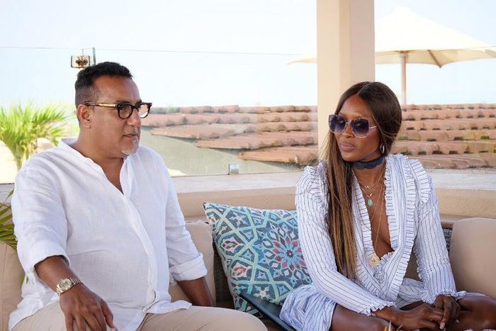 Tourism Cabinet Secretary, Hon. Najib Balala with Naomi Campbell who has been named Magical Kenya International Ambassador.