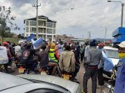 Protesters on motor cycles opposing the arrest of Bomet Senator Christopher Lang'at