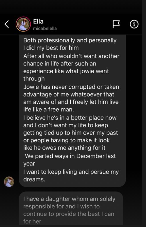 Ella's confession on breakup with Joe Jowie