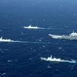 Chinese navy ships, including the aircraft carrier Liaoning, during military drills in the South China Sea