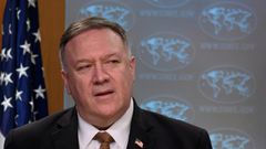 Secretary of State Mike Pompeo, seen here in March 2020, says the US can unilaterally reimpose UN sanctions on Iran