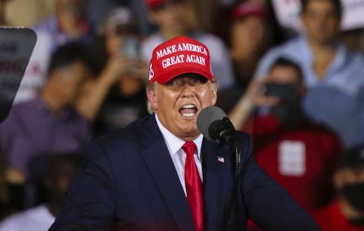 President Donald Trump holds a rally at Miami-Opa Locka Executive Airport on November 2, 2020.