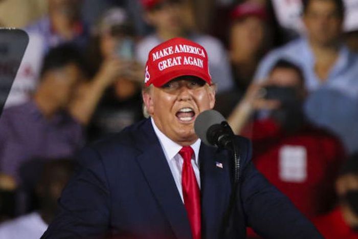 President Donald Trump holds a rally at Miami-Opa Locka Executive Airport on November 2, 2020.