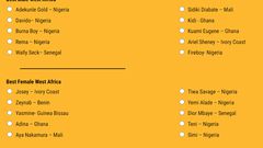 list for 2020 Afrimma Nominees