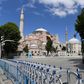 A picture taken on July 11, 2020 shows police fences set up around Hagia Sophia in Istanbul, a day after a top Turkish court revoked the sixth-century Hagia Sophia's status as a museum, clearing the way for it to be turned back into a mosque