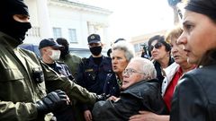 Riot police detained dozens of women during Saturday protests, a rights group said