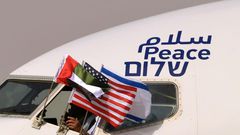 An historic first direct commercial flight arrives in Abu Dhabi from Tel Aviv on Monday after flying over Saudi Arabia to mark the normalisation of ties between the Jewish state and the UAE