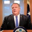 Secretary of State Mike Pompeo tells a news conference that the United States is offering rewards aimed at stopping election interference