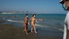 The scene on a Malaga beach. The coronavirus crisis dealt a major blow to Spain's tourism industry, which normally accounts for 12 percent of GDP