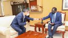 Former Prime Minister Raila Odinga with China's Ambassador to Kenya Zhou Pingjian at his Capitol Hill offices