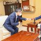 Former Prime Minister Raila Odinga with China's Ambassador to Kenya Zhou Pingjian at his Capitol Hill offices