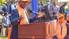 ODM party leader Raila Odinga during an event at Chungwa House