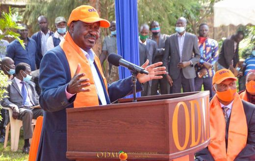 ODM party leader Raila Odinga during an event at Chungwa House
