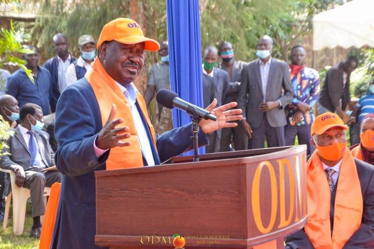 ODM party leader Raila Odinga during an event at Chungwa House