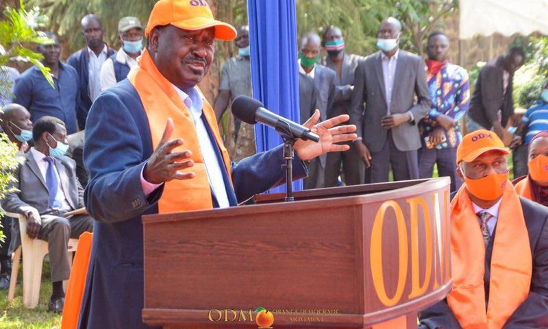 ODM party leader Raila Odinga during an event at Chungwa House