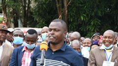 Kiharu MP Ndindi Nyoro during funeral at Kangema where he was heckled