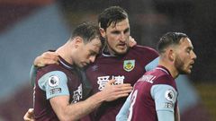Burnley forward Ashley Barnes (left) celebrates his goal against Wolves