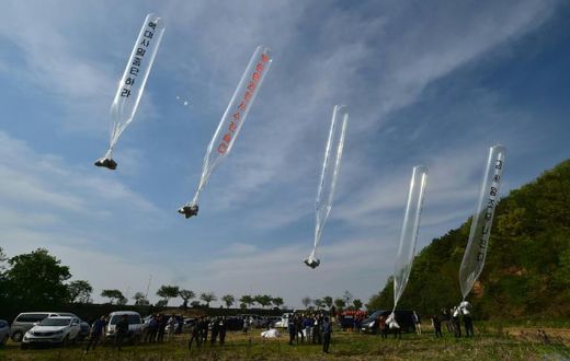 Activists regularly send balloons carrying leaflets criticising North Korean leader Kim Jong Un across the border