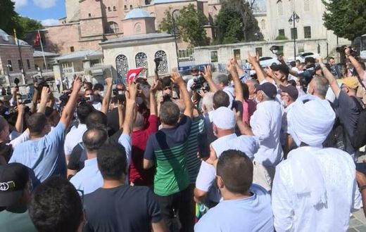 In Istanbul, people celebrate the decision of a top Turkish court to revoke the sixth-century Hagia Sophia's status as a museum, clearing the way for the Istanbul landmark to be turned back into a mosque in a move backed by President Recep Tayyip Erdog...