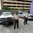 Mexican National Guard officers on watch outside the Pedregal de Angeles hospital in Mexico City where former PEMEX boss Emilio Lozoya is receiving treatment for anaemia