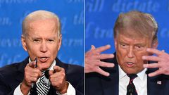 Joe Biden and Donald Trump speak during the first presidential debate at the Case Western Reserve University and Cleveland Clinic in Cleveland, Ohio on September 29, 2020.