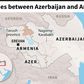 Map of Azerbaijan and  Armenia locating the Armenian province of Tavush where   border clashes have occurred