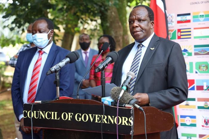 Council of Governors Chairperson Wycliffe Oparanya accompanied by Vihiga Governor Wilberforce Otichilo