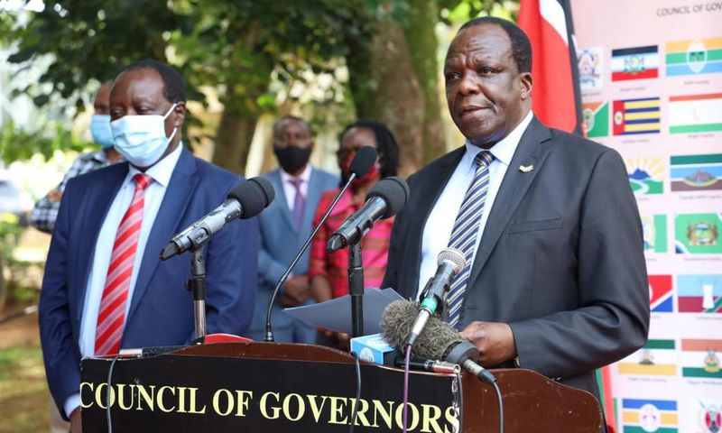 Council of Governors Chairperson Wycliffe Oparanya accompanied by Vihiga Governor Wilberforce Otichilo