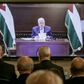 Palestinian factions gathered at their embassy in Beirut attend by video conference talks with president Mahmud Abbas (screen), while their counterparts in the West Bank watch speech of Hamas chief Ismail Haniyeh in Beirut