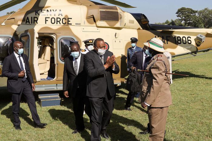 Uhuru arrives at Gusii Stadium for Simeon Nyachae's funeral