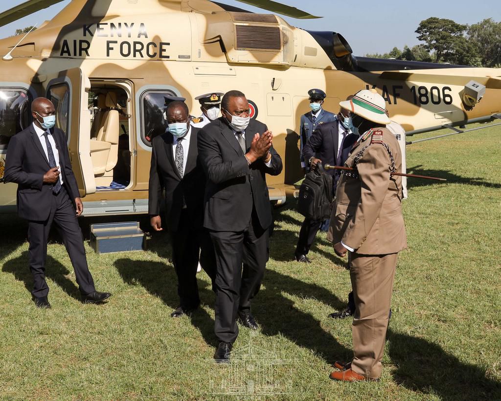 Uhuru arrives at Gusii Stadium for Simeon Nyachae's funeral