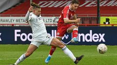 Nick Tsaroulla (right) opened the scoring as League Two Crawley Town humiliated Leeds 3-0 in the FA Cup