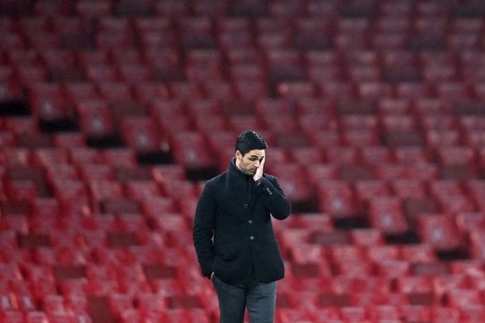 Under pressure: Mikel Arteta's Arsenal have lost four consecutive home league games for the first time since 1959
